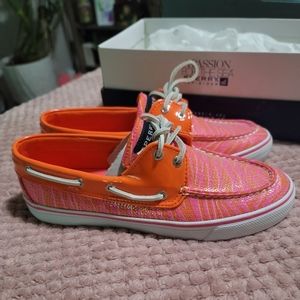 Sperry Top-Sider Bahama Canvas Women's Shoe 7.5(W) Pink/Orange/Sequins